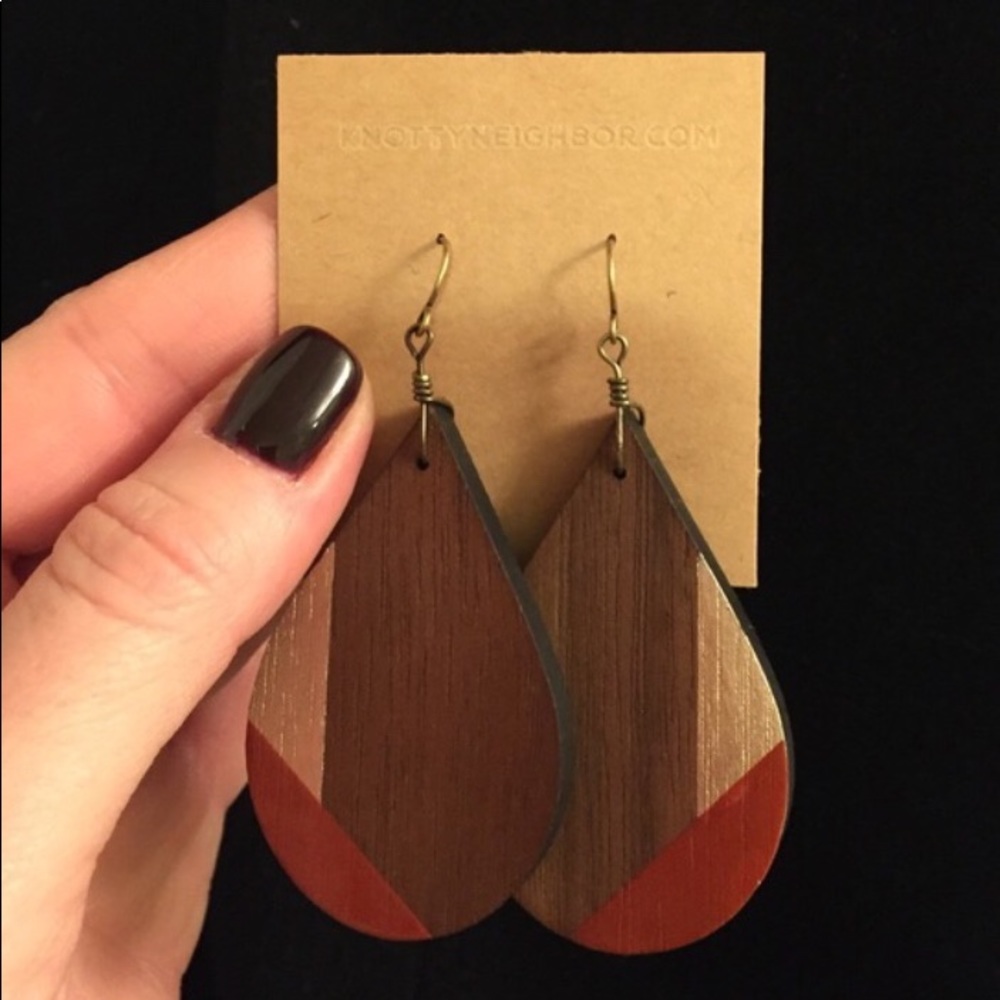 Set of 3 New Laser Cut Wood Geometric Earrings